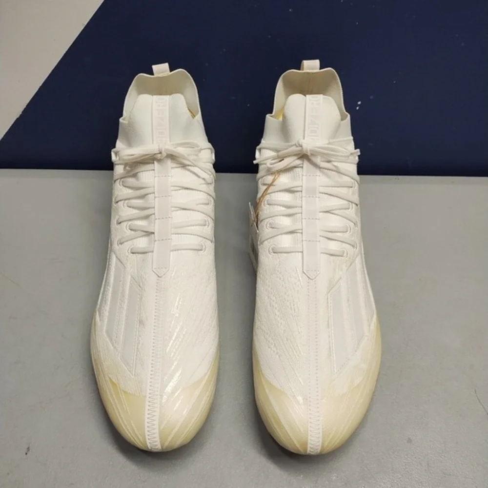 Adidas Adizero Primeknit Football Cleats Men 18 White Tan Slip Resistant Lace-Up